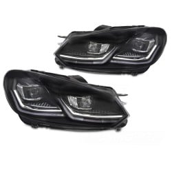 Volkswagen Golf VI 2008-2012 - Přední světla FULL LED STŘÍBRNÁ DRL SEQ