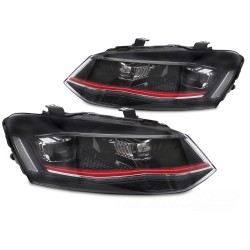 Volkswagen Polo 6R 2009-2017 - Přední FULL LED světla RED DRL SEQ