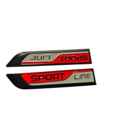 Sada kovových nápisů SportLine Steel Grey / RED