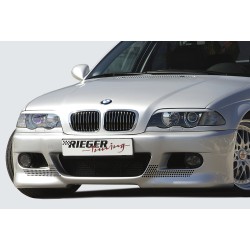 Rieger kompletní přední nárazník pro BMW řada 3 E46 sedan, touring po faceliftu, plast ABS bez povrchové úpravy, s držáky pro originální mlhová světla, s žebrováním a děrováním