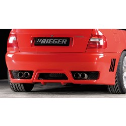 Rieger kompletní zadní nárazník pro Audi A4 B5 sedan, plast ABS bez povrchové úpravy, s žebrováním, pro vozy bez parkovacího asistenta (PDC)