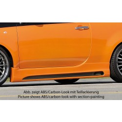 Rieger boční práh mont. strana levá pro Fiat 500 312 2-dvéř., r.v. 10/07-, plast ABS bez povrchové úpravy, s prolisem a výřezem
