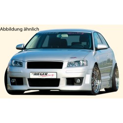 Rieger kompletní přední nárazník pro Audi A3 8P 3-dvéř. před faceliftem, plast ABS bez povrchové úpravy, s držáky a kryty originálních mlhových světel, vč. integrované masky, s žebrováním, pro vozy s ostřikovači světlometů