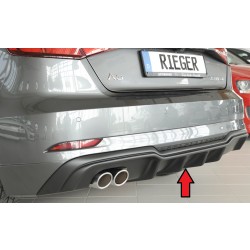 Rieger vložka zadního nárazníku pro Audi A3 8V 3-dvéř. (hatchback 8V1), 5-dvéř. (sportback 8VA) po faceliftu, plast ABS bez povrchové úpravy, pro dvojitou koncovku vlevo