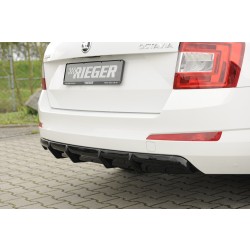 Rieger vložka zadního nárazníku pro Škoda Octavia 5E combi, sedan vč. faceliftu, plast ABS s povrchovou úpravou Carbon-Look, ABS plast: lakovaný do černé lesklé barvy, pro vozy: bez parkovacího asistenta PDC