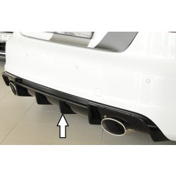 Rieger vložka zadního nárazníku pro Audi A3 8V 3-dvéř. (hatchback 8V1), 5-dvéř. (sportback 8VA) před faceliftem, plast ABS lakovaný do černé lesklé barvy, pro sportovní koncovky na obou stranách 152x95 mm