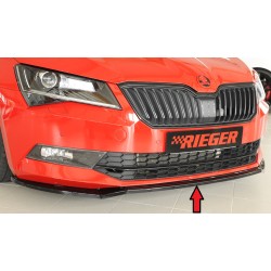 Rieger lipa pod přední nárazník pro Škoda Superb III 3T, 3V combi, sedan vč. faceliftu, 03/15-10/18, 11/18-, plast ABS lakovaný do černé lesklé barvy