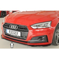 Rieger lipa pod přední nárazník pro Audi A5 B9, F5 kabriolet, kupé, Sportback před faceliftem, 07/16-12/19, plast ABS lakovaný do černé lesklé barvy