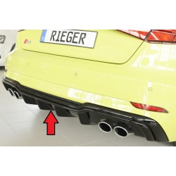 Rieger vložka zadního nárazníku pro Audi A3 S3 8V 3-dvéř. (hatchback 8V1), 5-dvéř. (sportback 8VA) po faceliftu, plast ABS lakovaný do černé lesklé barvy, pro orig. dvojité koncovky na obou stranách 4x90x72 mm