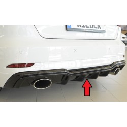 Rieger vložka zadního nárazníku pro Audi A3 8V 3-dvéř. (hatchback 8V1), 5-dvéř. (sportback 8VA) po faceliftu, plast ABS lakovaný do černé lesklé barvy, pro sportovní koncovky na obou stranách 152x95 mm