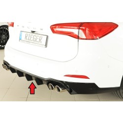 Rieger vložka zadního nárazníku (pro vozy s tažným zařízením) pro Ford Focus 4 DEH 5-dvéř. (combi), plast ABS lakovaný do černé lesklé barvy, pro sportovní koncovky vlevo/vpravo 4x80 mm