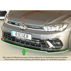 Rieger lipa pod přední nárazník pro Volkswagen Polo AW 5-dvéř., 06/21-, plast ABS lakovaný do černé lesklé barvy