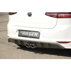 Rieger vložka zadního nárazníku pro Volkswagen Golf 7 3-dvéř., 5-dvéř., plast ABS s povrchovou úpravou Carbon-Look, R-Line, pro koncový tlumič Remus s dvojitou koncovkou uprostřed 2x93x74 mm