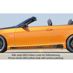 Rieger boční práh mont. strana pravá pro BMW řada 3 E92, E93 kabriolet, kupé vč. faceliftu, r.v. 03/07-02/10, 03/10-, 09/06-02/10, plast ABS s povrchovou úpravou Carbon-Look, s prolisem, s prolisem a dvěma výřezy