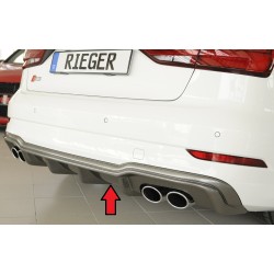 Rieger vložka zadního nárazníku pro Audi A3 S3 8V 3-dvéř. (convertible 8V7), 5-dvéř. (sedan 8VS) po faceliftu, plast ABS s povrchovou úpravou Carbon-Look, pro orig. dvojité koncovky na obou stranách 4x90x72 mm