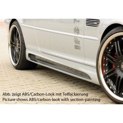 Rieger boční práh mont. strana levá pro BMW řada 3 E46, E46 M3 compact, kabriolet, kupé, sedan vč. faceliftu, r.v. 02/02-, 02/98-12/01, 06/00-, plast ABS s povrchovou úpravou Carbon-Look, s prolisem a výřezem